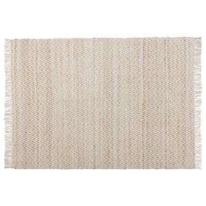 Tapis beige à poils courts avec motif zigzag, réversible, 140x200 cm.