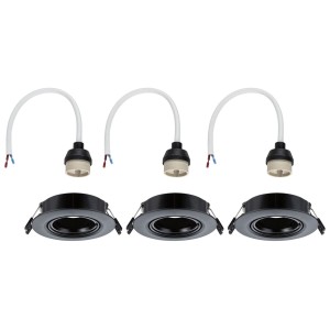 Kit de spots encastrables Paulmann, 3 spots GU10 dimmables, noir mat, 10W. Pour un éclairage flexible.