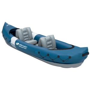 Kayak bleu Sevylor Tahaa Kit pour 2 personnes avec sièges gris.