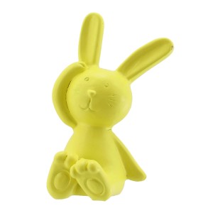 Coniglietto pasquale decorativo giallo (6 cm) in poliresina. Allegro decoro primaverile per tavolo o mensola.