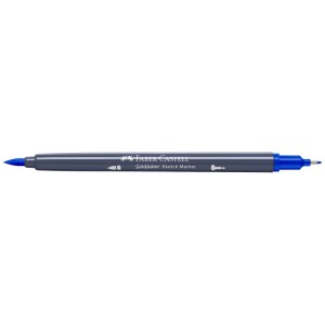 Faber-Castell Goldfaber Sketch Marker, Helioblau Rötlich, mit Pinsel- und Finelinerspitze.