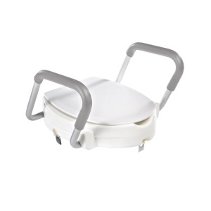 Ridder Réhausseur de WC avec poignées et couvercle, hauteur 10 cm, charge max. 150 kg. Sécurité salle de bain.