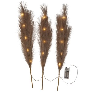 Catena luminosa decorativa a LED con rami Plumes marroni, 65 cm, per interni, luce bianca calda.