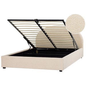 Beliani Bett Vaucluse Beige 140x200 mit Stauraum unter Lattenrost.