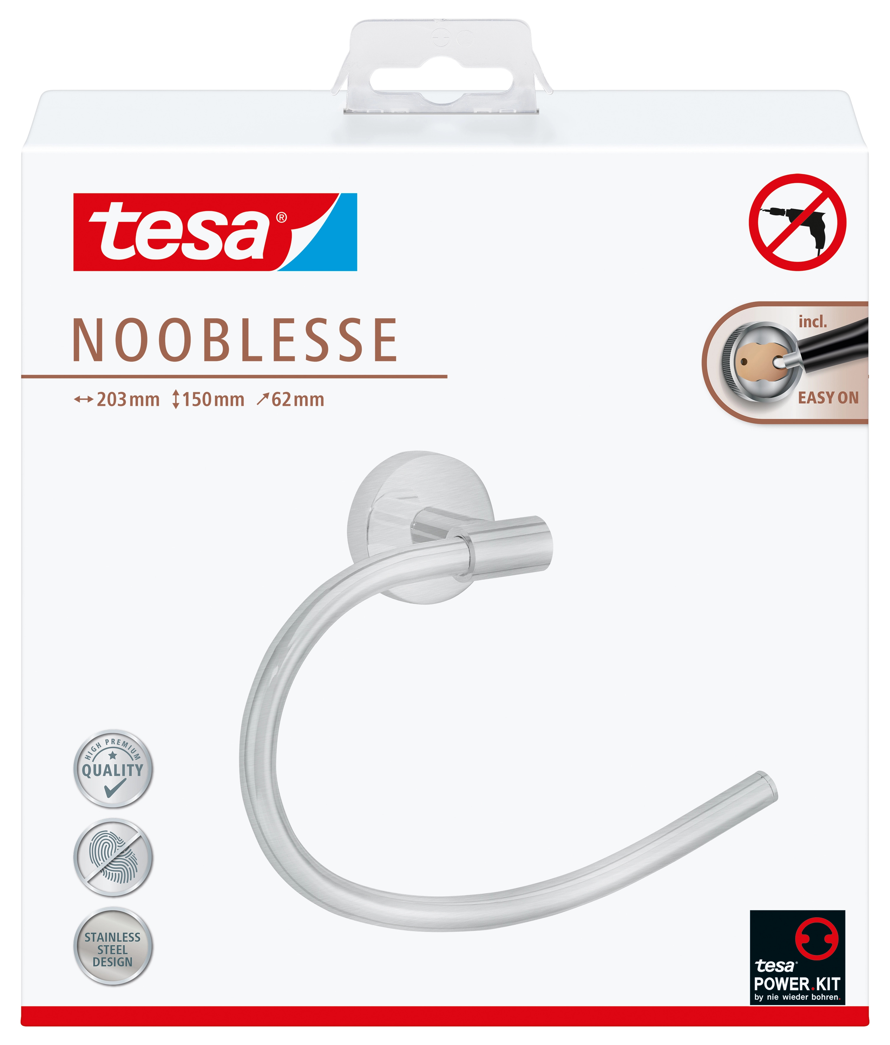 Tesa Portasciugamani ad anello Nooblesse effetto acciaio inox