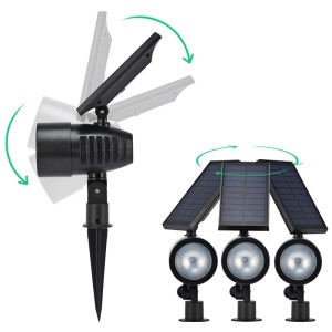Schwarze Schönenberger Solar-Wegeleuchte Powerspot aus Metall, 21 cm, mit verstellbarem Solarpanel und Leuchtkopf.