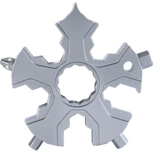 LUX Multitool flocon de neige 18en1, outil en acier inoxydable en forme de flocon.