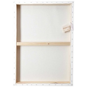 Telaio 3D bianco con tela, 50x70 cm, retro con listello in legno e cunei.