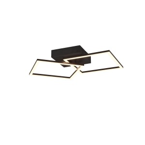 Plafonnier LED noir moderne Trail avec éléments pivotants, 44,6 x 39,6 cm.