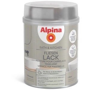 Alpina Fliesenlack Bath & Kitchen Driftwood, 750ml Dose. Geeignet für Wand- und Bodenfliesen.