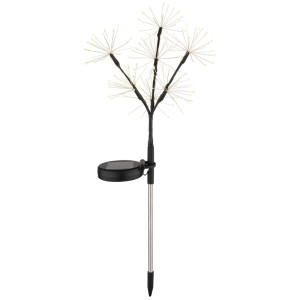 Globo LED Solarleuchte mit Feuerwerk-Effekt, Edelstahl/Schwarz, 60cm hoch. Dekorative Gartenbeleuchtung.