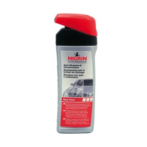 Shampoing auto Nigrin avec séchage brillant, flacon de 500ml pour l'entretien auto.