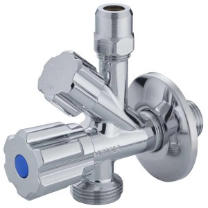 Robinet de machine à laver en laiton chromé 1/2 pouce avec poignée bleue pour la régulation de l'eau.