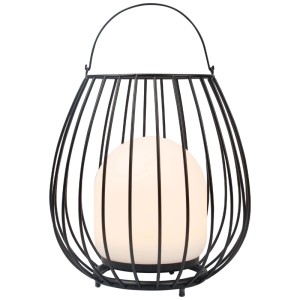 Schwarze Nordlux Akku-Leuchte Jim To-Go mit Griff, 38,4 cm hoch, für den Außenbereich.