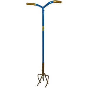 Zappa da giardino Sonneck per la lavorazione del terreno, blu con manici marroni.