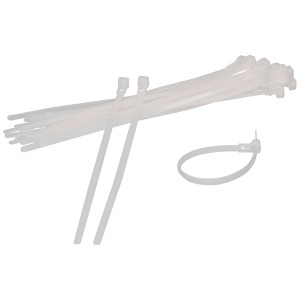 Serre-câbles blancs réutilisables, 4,6 x 200 mm, lot de 50 pièces.