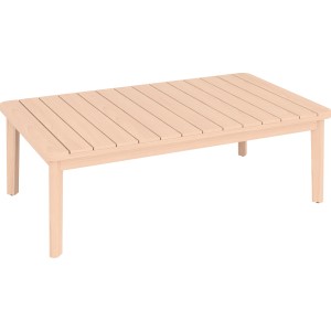 Tavolino in legno di acacia chiaro con design a listelli, parte del set lounge Ashwood per mobili da giardino.