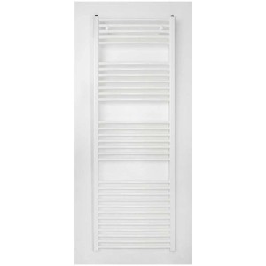 Radiateur sèche-serviettes blanc Sonnenkönig Uni 3 sur mur, chauffage salle de bain.