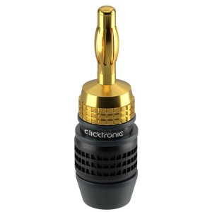 Clicktronic Bananenstecker, schwarz-gold, für Lautsprecherkabel, 4 Stück