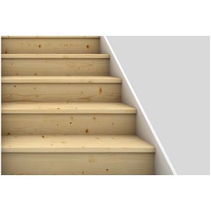 3-Schichtplatte Fichte/Tanne (1,9 cm) als Treppenstufen montiert.