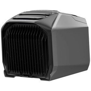 Climatiseur portable Ecoflow Wave 3 gris/noir avec grille de ventilation.