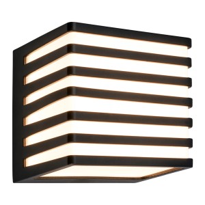 Applique murale extérieure LED Telefunken noire avec fentes lumineuses horizontales, IP54.