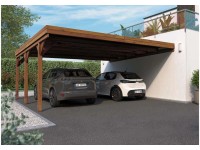 Alpholz Doppel-Anlehncarport Victor Kiefer KDI Braun B 602 cm x T 511 cm