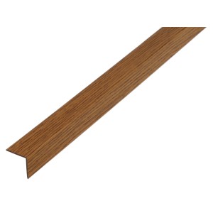 Profilo angolare in plastica ad ali uguali, effetto rovere scuro, 20x20x1000 mm.