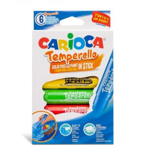 Carioca Temperello Farbstifte, 6 Stück, in Gelb, Grün und Rot. Ideal zum Basteln.
