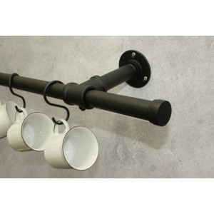Gardinia Ganci a S Industrial Home, Ø 25 mm, Nero, set da 10 su bastone per tende con tazze.