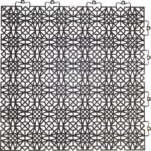 Dalle clipsable Andiamo noire, 38x38cm, lot de 7. Dalle en plastique à motif filigrane pour balcon & terrasse.