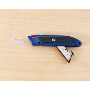 Cutter universale LUX Classic blu con lame trapezoidali per bricolage.