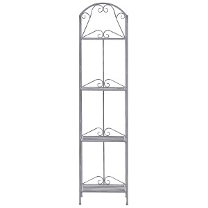 Beliani Scaffale bagno Valdivia, metallo, grigio antico, con 4 ripiani. Scaffale decorativo in stile shabby chic.