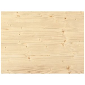 Helle Fichtenholz 3-Schichtplatte 19mm mit sichtbarer Maserung und Ästen für den Innenausbau.