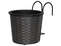 Pflanzgefäss mit Halter Polyrattan Anthrazit-Schwarz Ø 19 cm / Höhe 22 cm