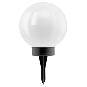 Eglo LED-Solarkugel, Ø 20cm, mit Erdspiess, weisse Gartenleuchte.