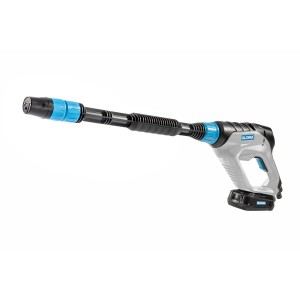 Gloria MultiJet 18V idropulitrice a media pressione a batteria con batteria, lancia di prolunga e ugello multifunzione.