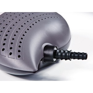 Pompa per ruscello Heissner Smartline ECO, 3300 l/h, pompa grigia con raccordo per tubo nero.