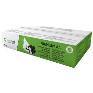 Greenheat Bûches compressées Premium hêtre/chêne, boîte de 10 kg de bûches de bois.