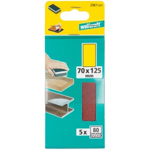 Strisce abrasive adesive Wolfcraft, grana 80, 5 pezzi, per legno, lamiera e plastica.