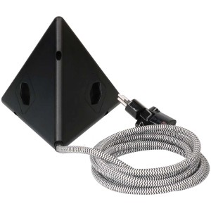 Multiprise Energy Pyramid noire avec USB-A/C et câble textile.