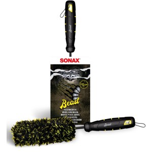 Brosse pour jantes Sonax Beast avec revêtement en microfibre pour un entretien automobile et un nettoyage des jantes en douceur.