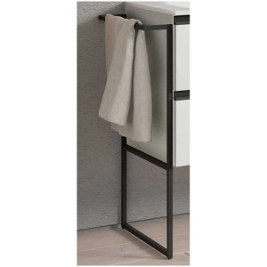 Cadre en fer noir mat York avec porte-serviettes, accessoire de meubles de salle de bain.