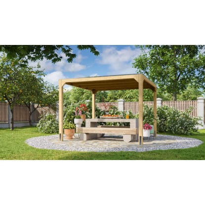 Karibu Fyrkant Pavillon naturbelassen 320 x 320 cm