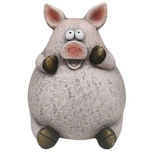 Mehrfarbige Boltze Deko-Figur Schwein, 29 cm, für den Garten.
