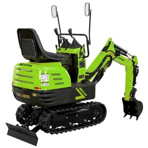 Zipper Mini pelle ensemble ZI-MBGS600 essence, machine de construction avec chenille en caoutchouc, pelle et accessoires.