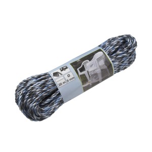 Corda multiuso, diametro 6 mm, lunghezza 20 m, polipropilene, ritorto, blu-grigio-bianco.