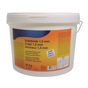 Secchio di intonaco interno ruvido Flamingo, grana 1,5 mm, 20 kg, pronto all'uso per pareti interne.