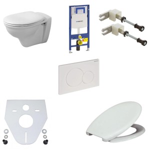 Sistema WC completo Geberit Duofix, a incasso, sospeso, bianco. Set WC con cassetta e placca di comando.