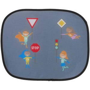 Cartrend Auto-Sonnenblende Kids Heroes (2 Stk.) mit Verkehrszeichen und Comicfiguren.